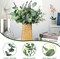 32 piece set of artificial eucalyptus stems with mixed greenery, featuring silver dollar style leaves, designed for rustic vases, floral arrangements, wreaths, bouquets, and wedding decorations in a classic style